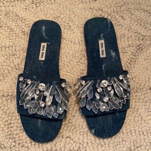 Miu Miu crystal embellished flat sandals